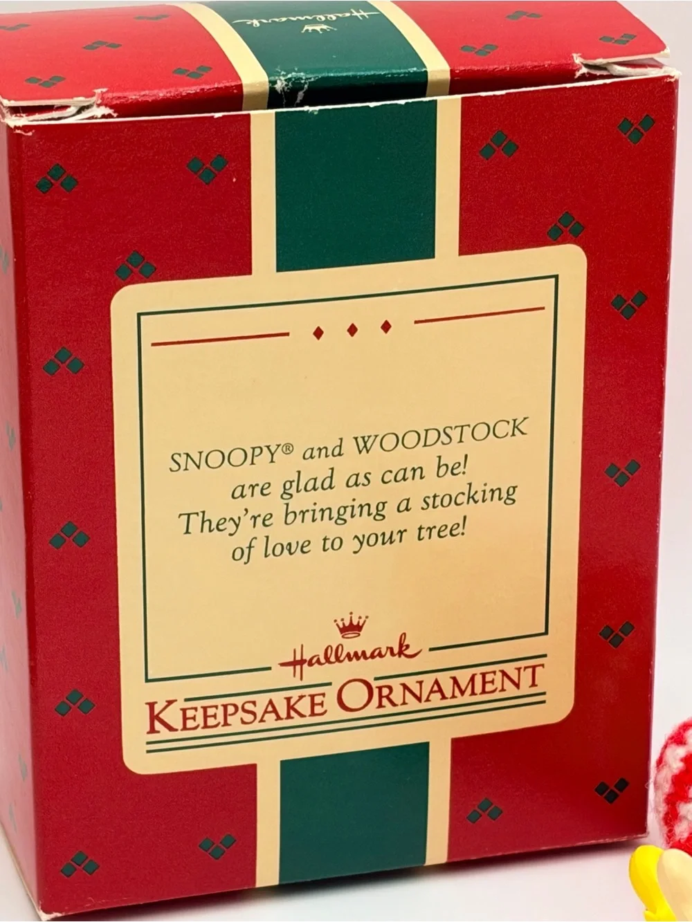 Hallmark 1972 Snoopy and Woodstock Stocking Peanuts Keepsake Ornament with Box
